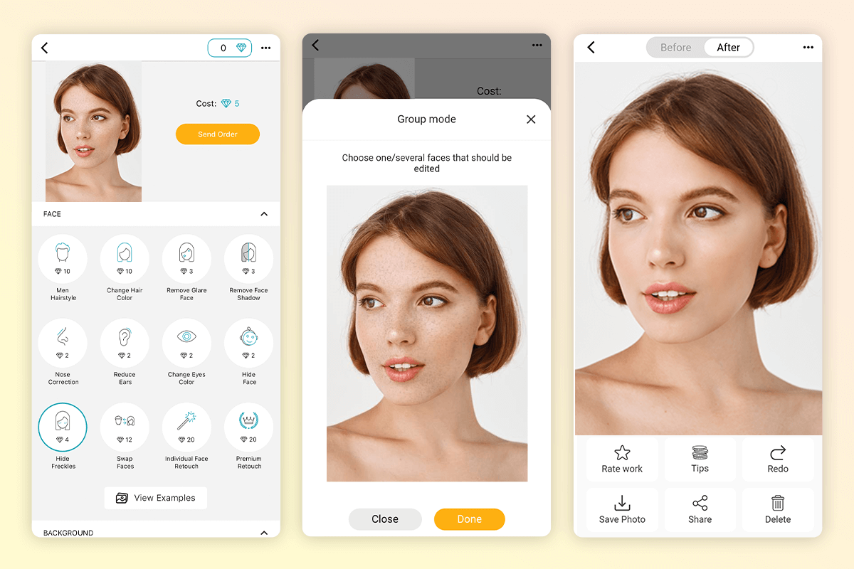 fixthephoto editor retouch blemish remover app interface