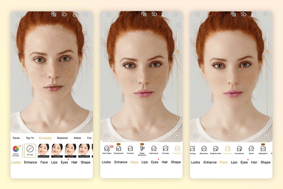perfect365 blemish remover app interface
