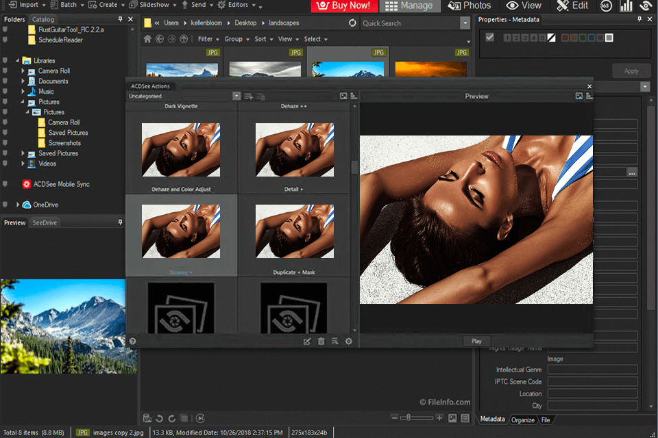 acdsee photo studio home photo comparison software interface