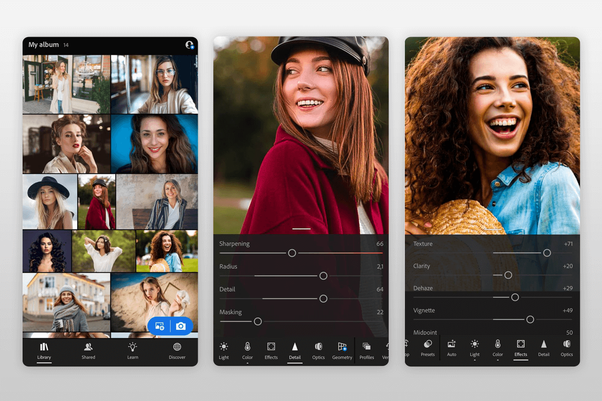 adobe lightroom app to unblur pictures interface