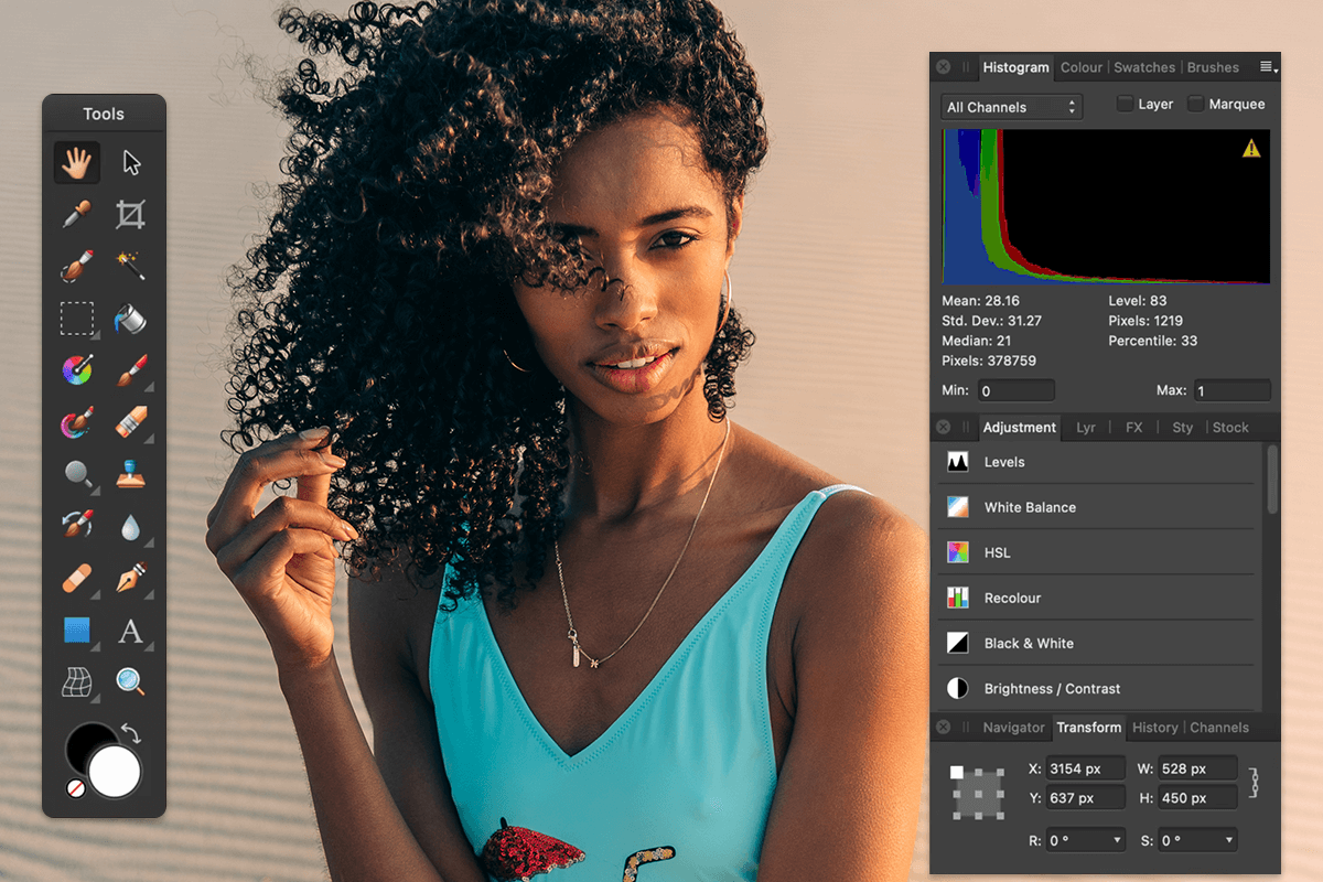affinity photo photo editing software for photographers interface