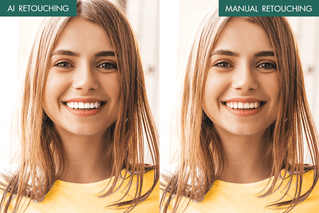 ai retouching teeth and manual retouching teeth