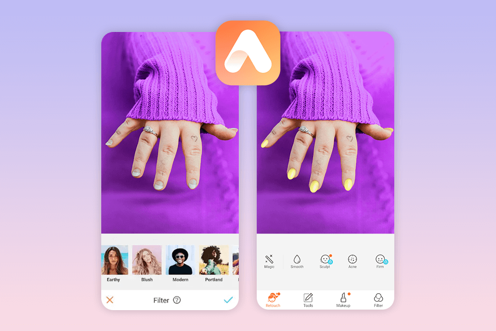 airbrush app to add nail polish to photos interface