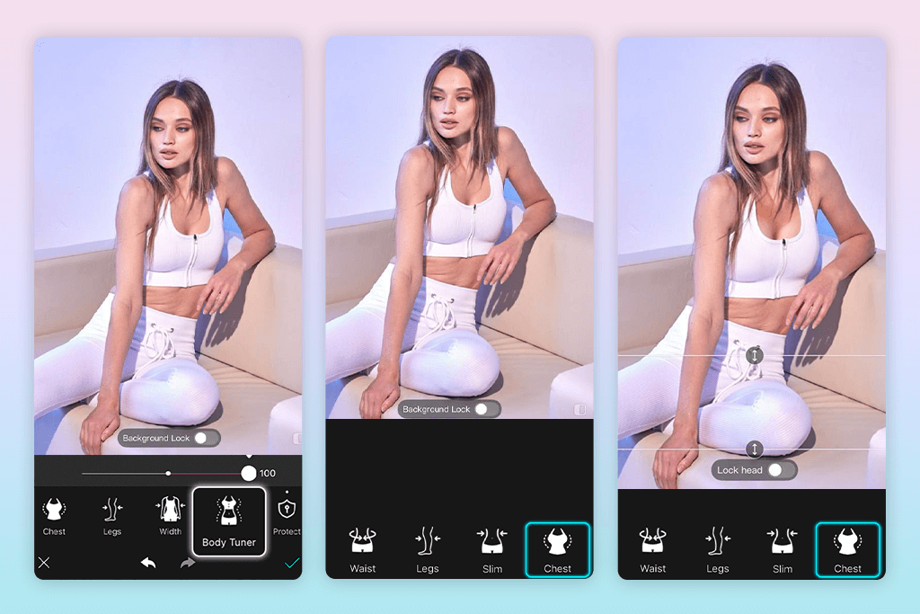 airbrush breast enhancement app interface