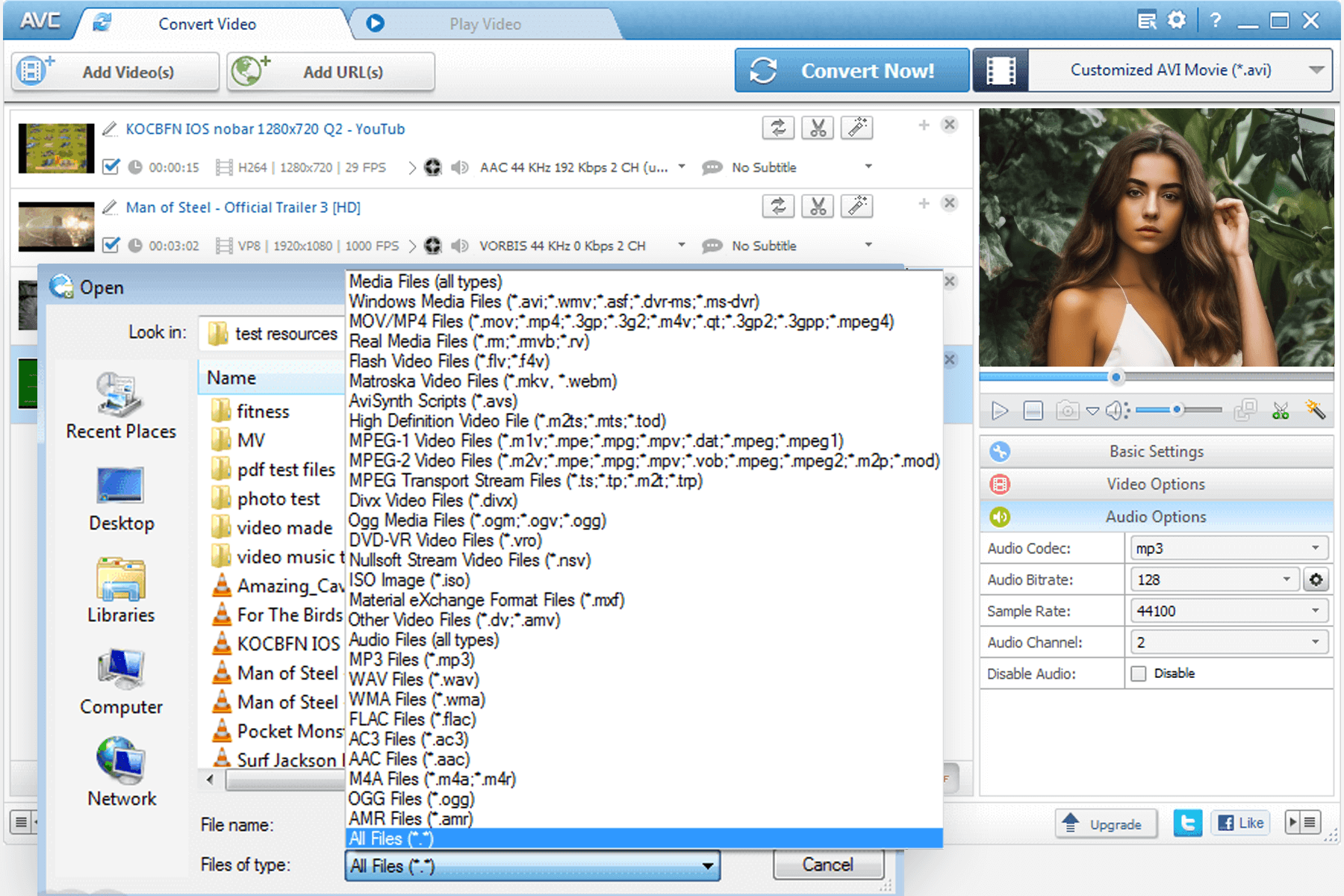 anyvideoconverter app to download youtube videos interface