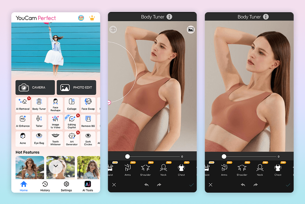 youcam breast enlargement app interface