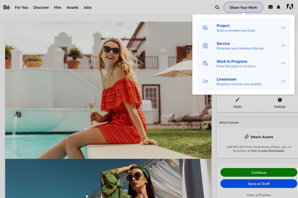behance photo sharing website interface