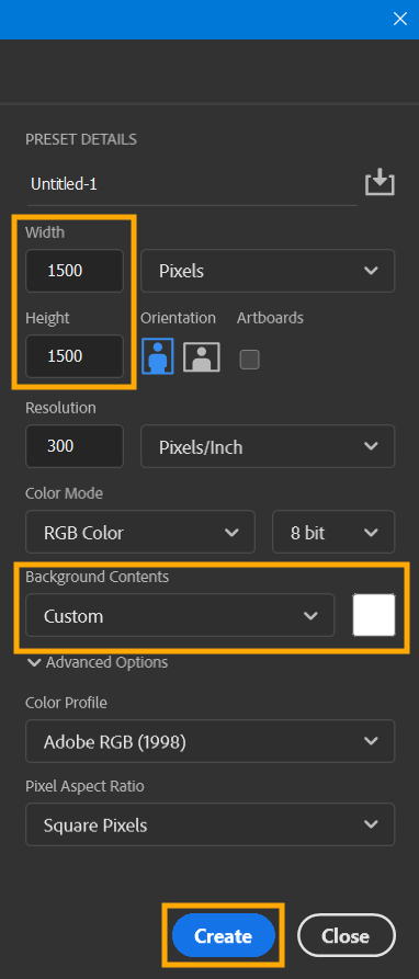 create new document to make collage in photoshop