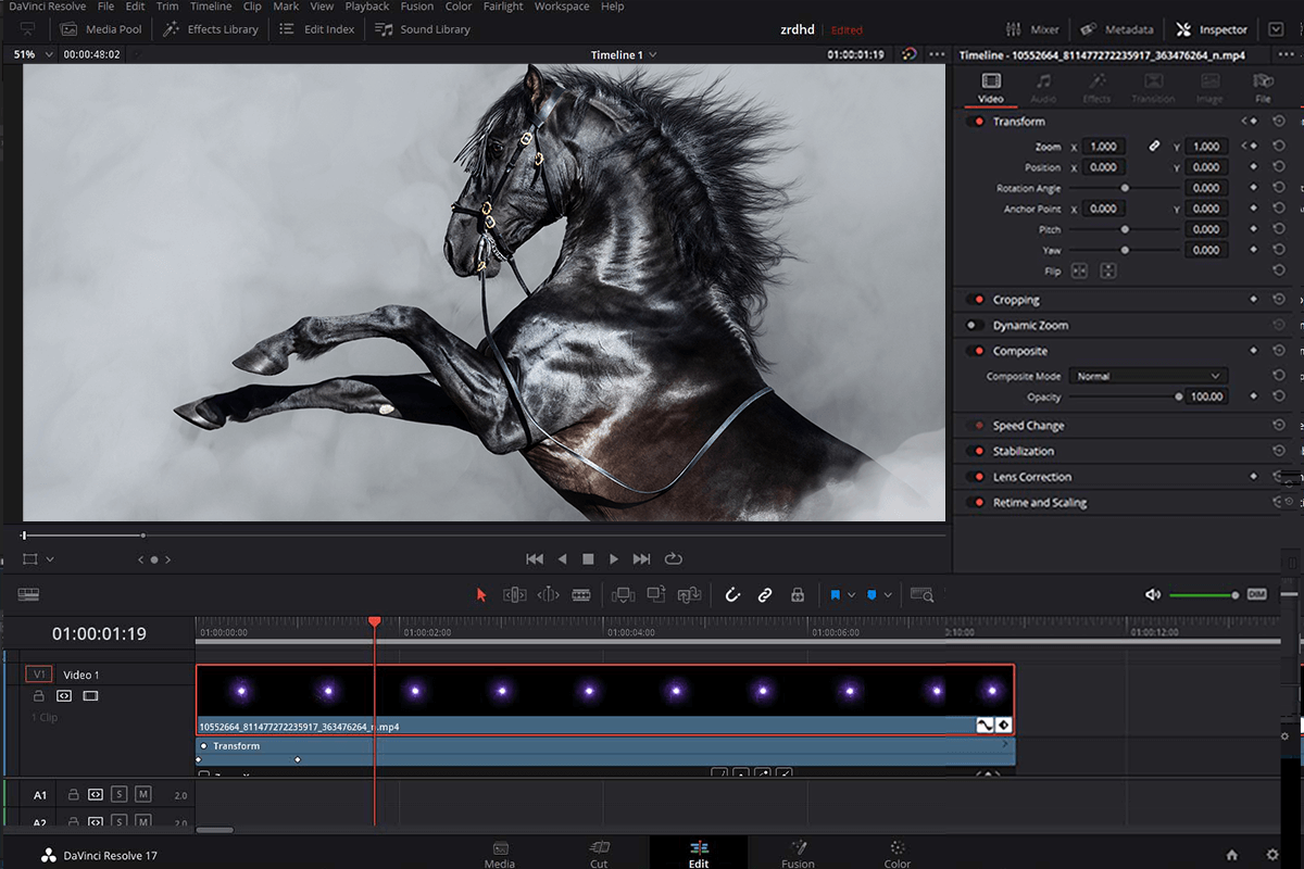 davinci resolve program for motion graphics interface