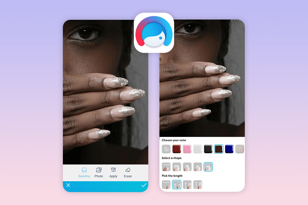 facetune app to add nail polish to photos interface