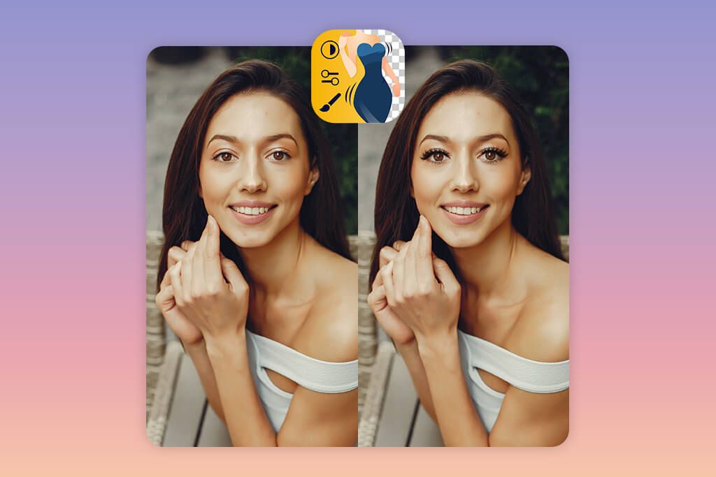 fix the photo body editor tune app to add eyelashes to photo