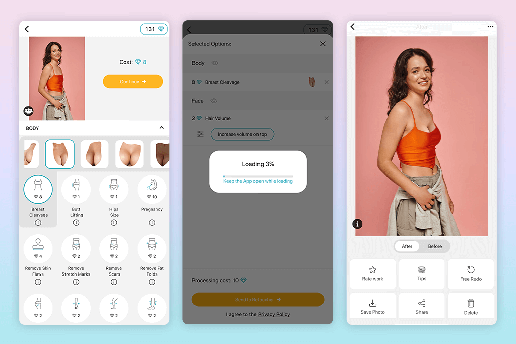 fixthephoto editor breast enlargement app interface