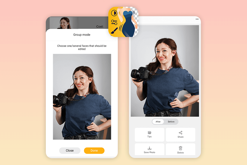 fixthephoto body editor tune app interface