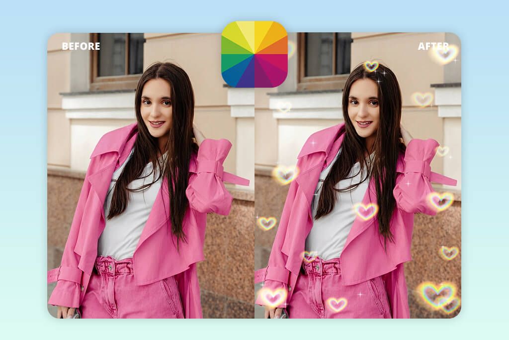 fotor add hearts to photo app