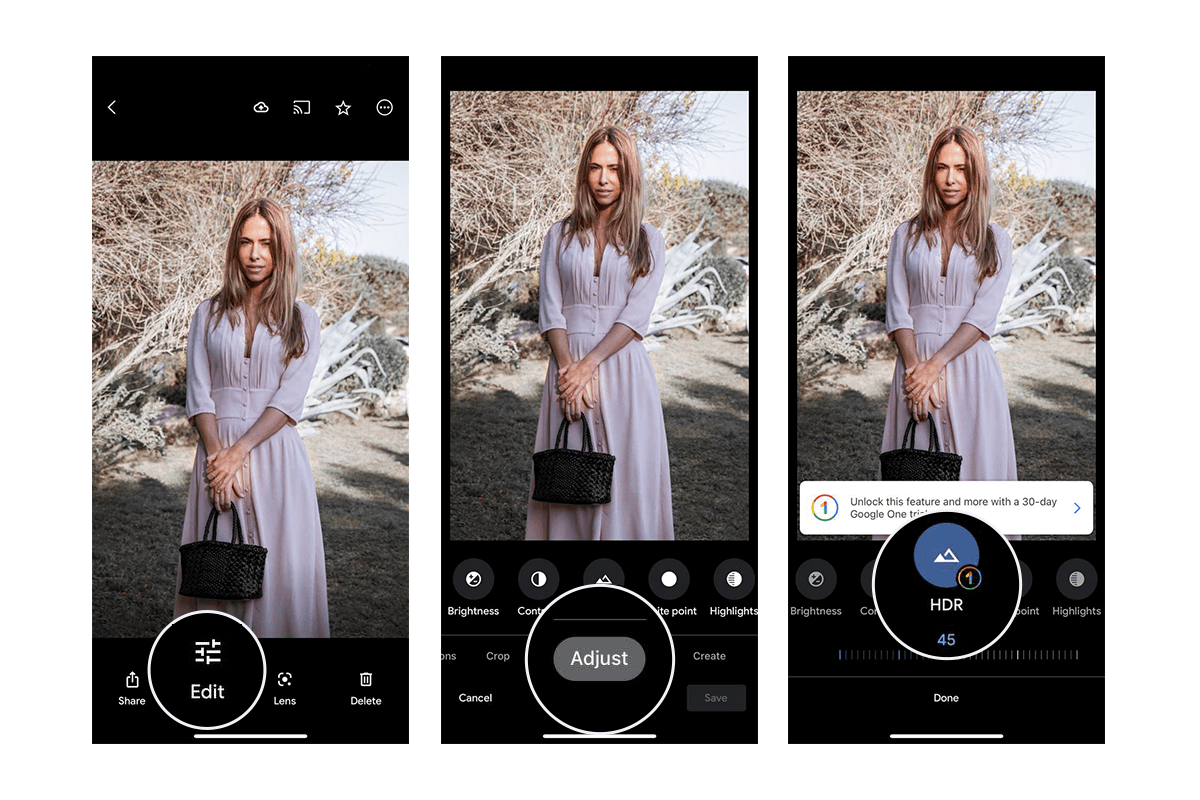 google photo editing hdr