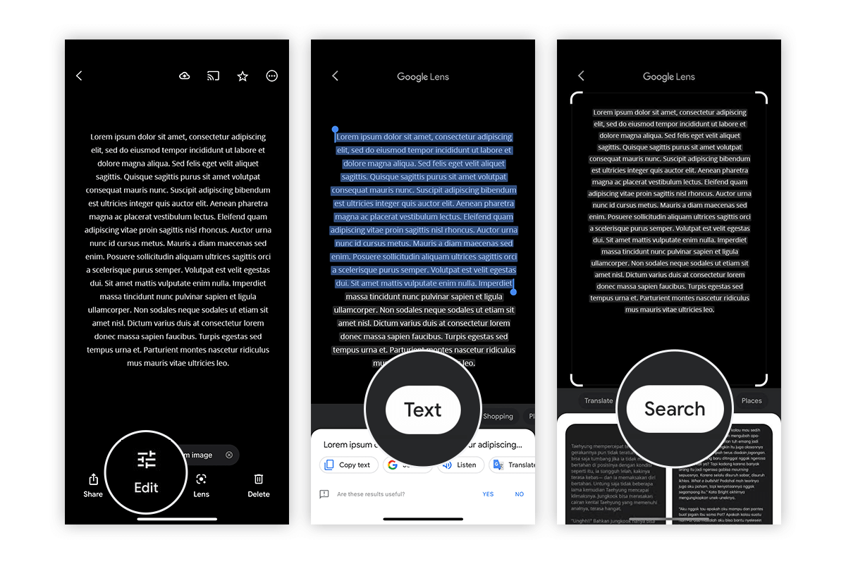 google photo editing quick chip toolbar