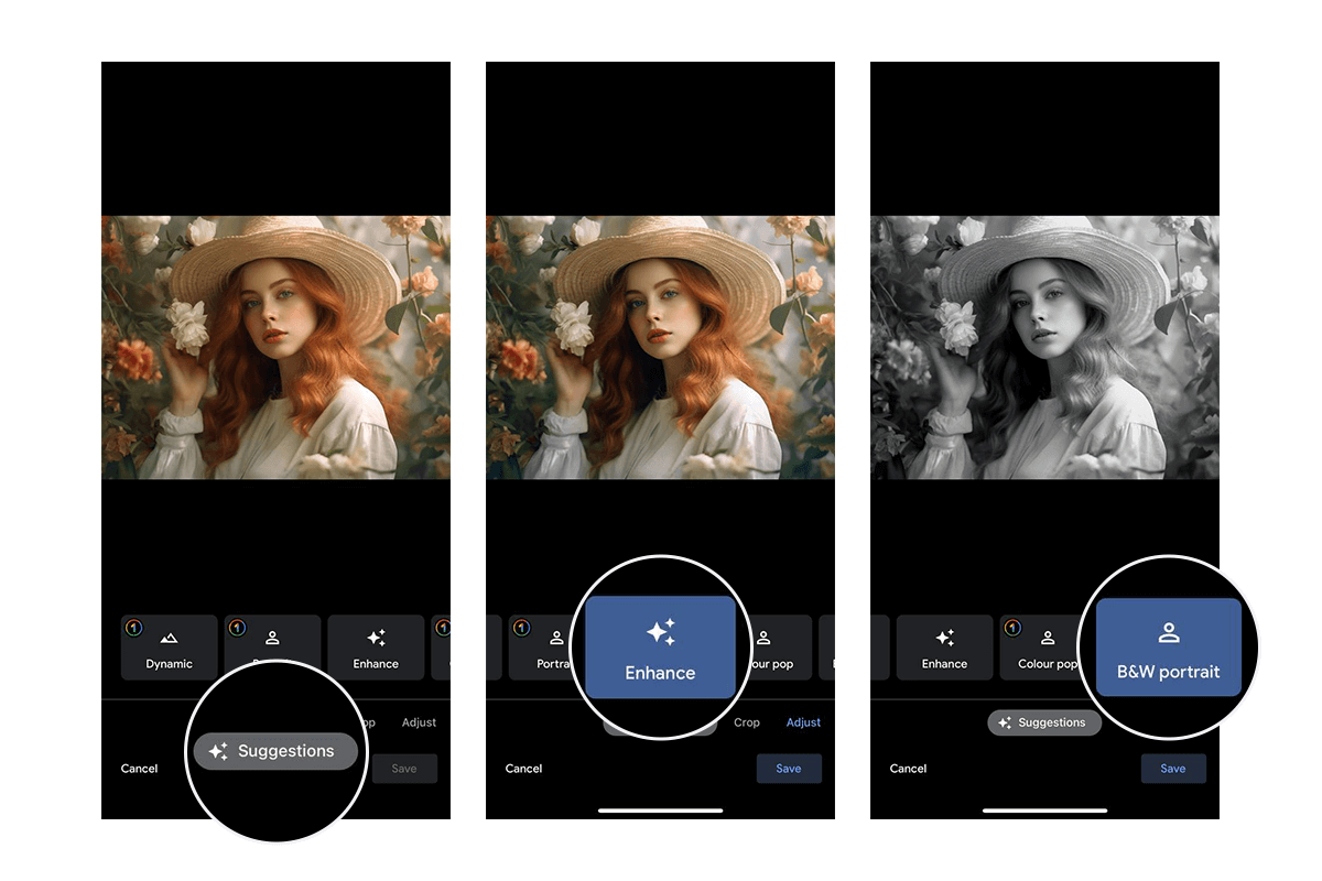 google photo editing suggestions