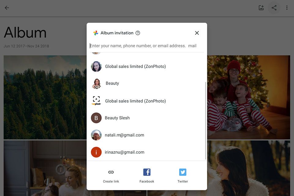 google photos photo sharing website interface