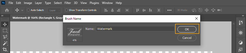 how to make a professional photography watermark brush name