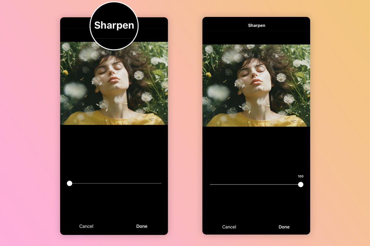 instagram photo editing sharpening tool
