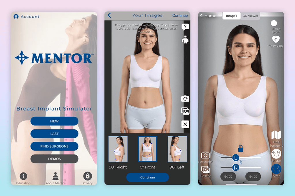mentor breast simulator app interface