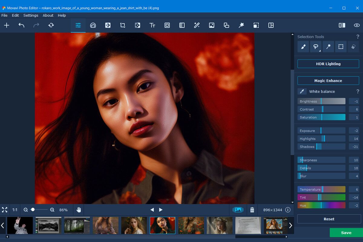 movavi photo editor auto photo enhancer interface