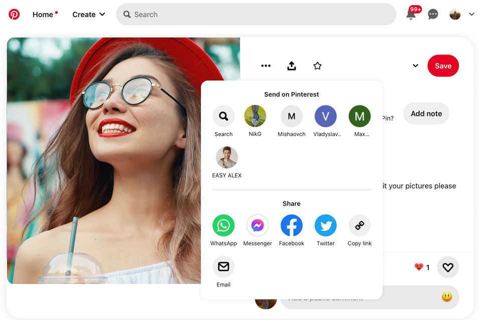 pinterest photo sharing website interface