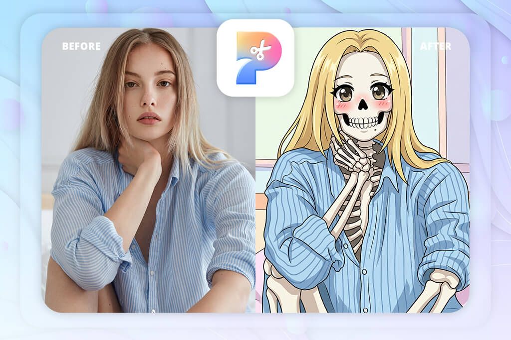 poketcut app for skeleton photo edit