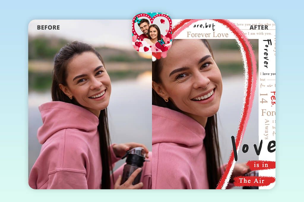 romantic love photo editor add hearts to photo app