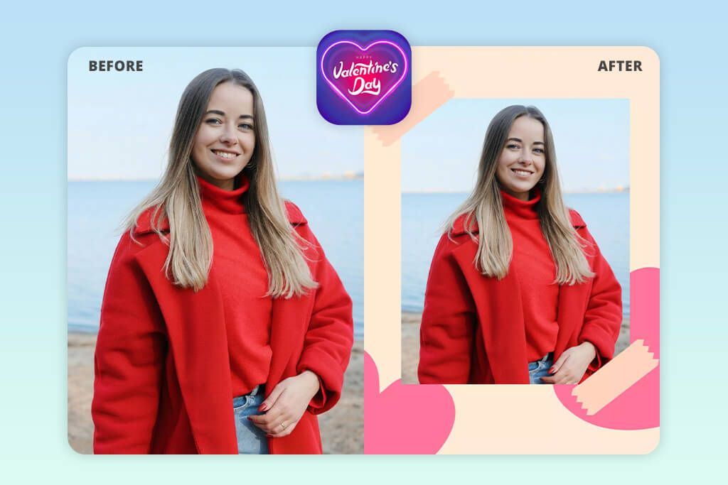 valentine day photo editor add hearts to photo app