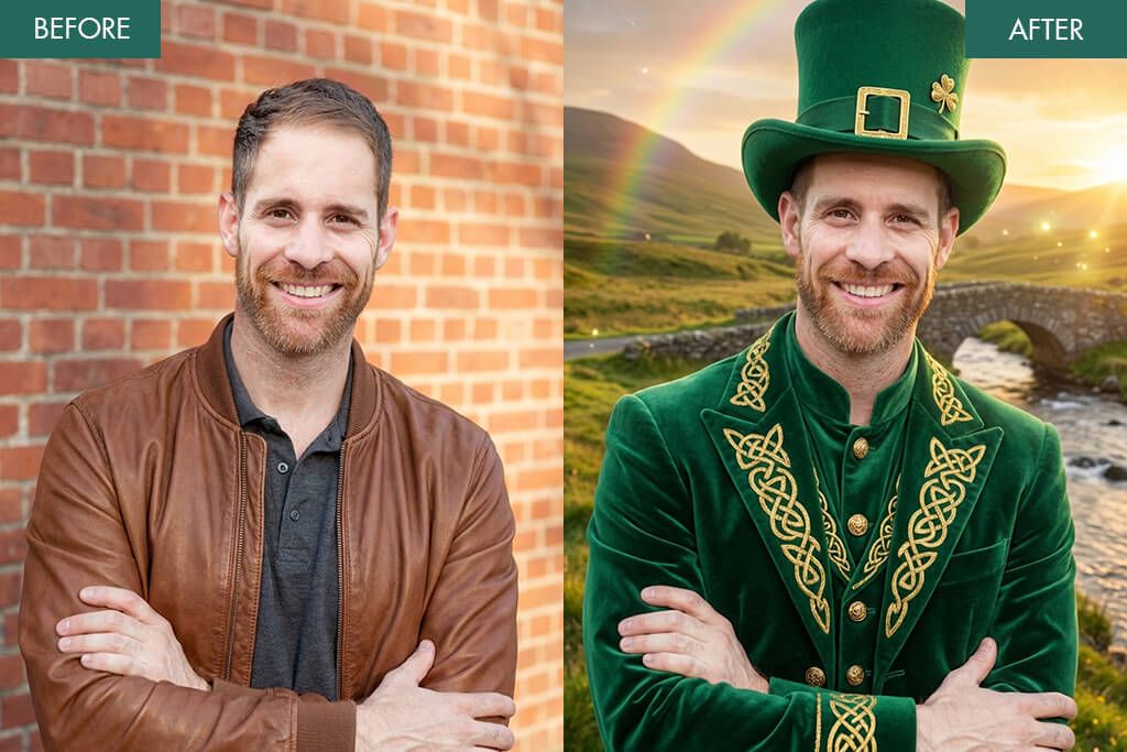 weedit retouch add leprechaun to photo service before after