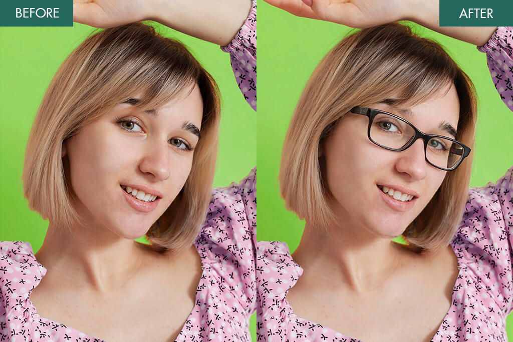 weedit retouch put glasses on picture service before after