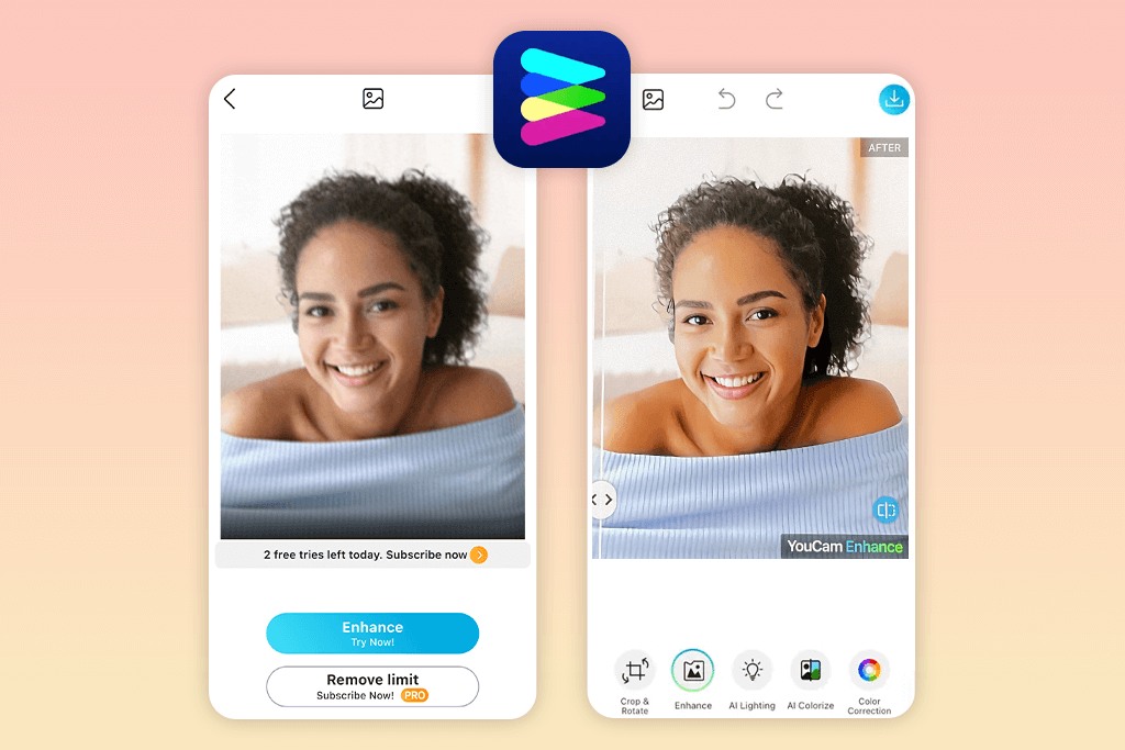 youcam enhance app interface