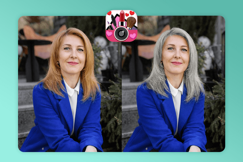 youcam makeup ai gray hair filter app