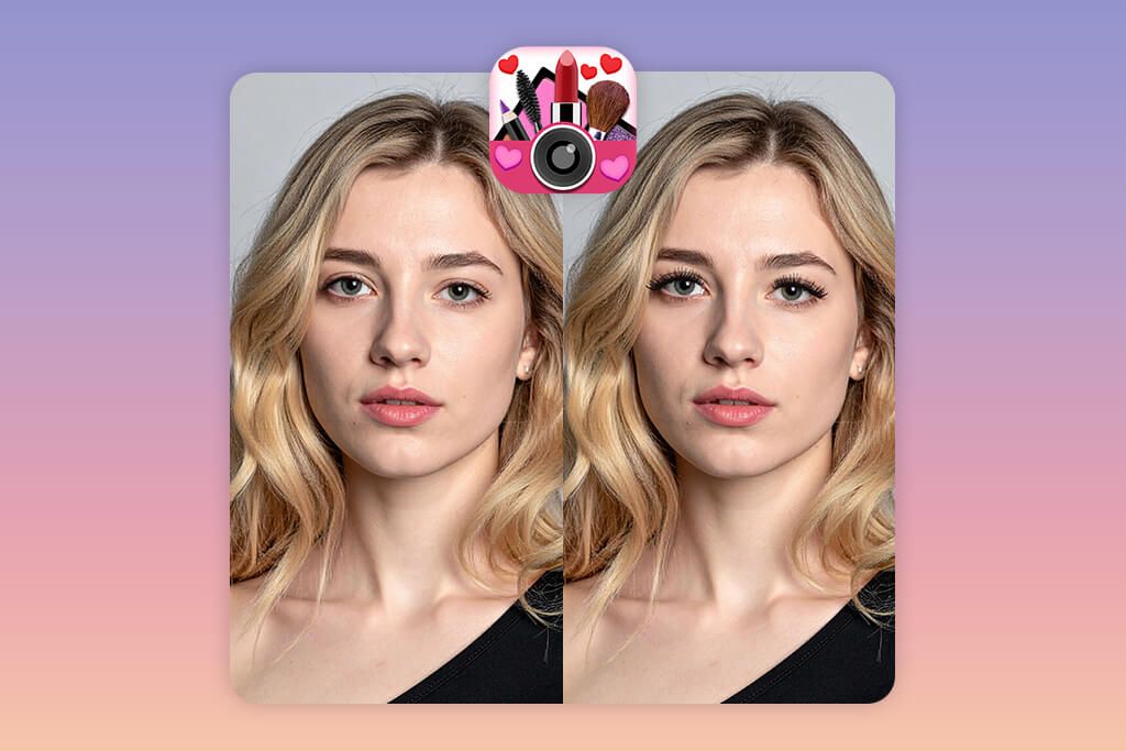 youcam makeup app to add eyelashes to photo