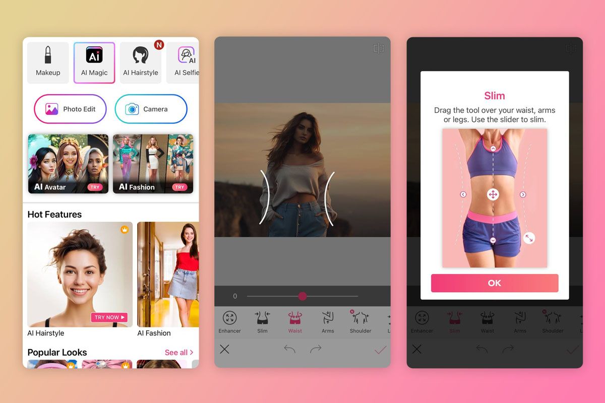 youcam makeup app to make you look skinny
