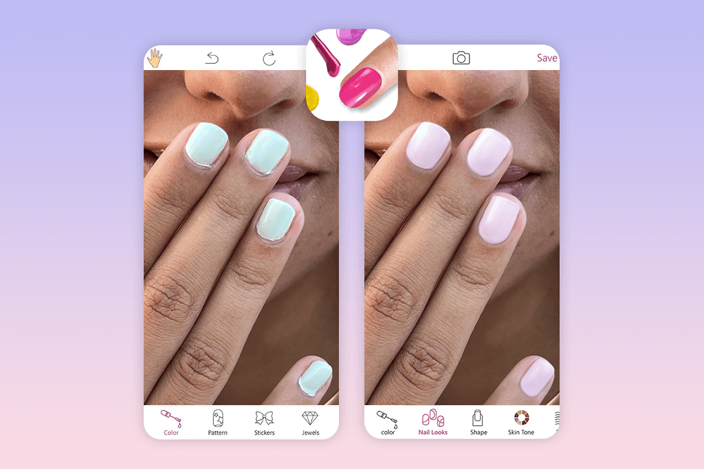 youcam nails app to add nail polish to photos interface