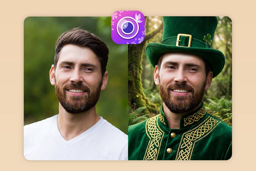 youcam perfect add leprechaun to photo app