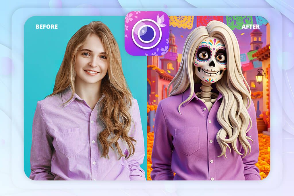 youcam perfect app for skeleton photo edit