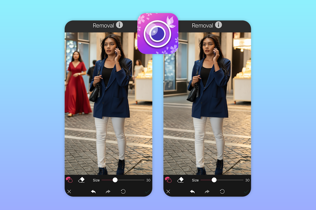youcam perfect remove people from photos app