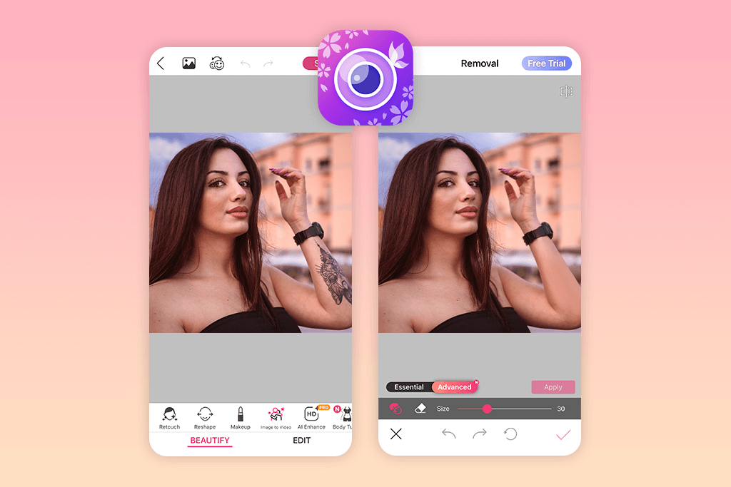 youcam perfect tattoo removal app
