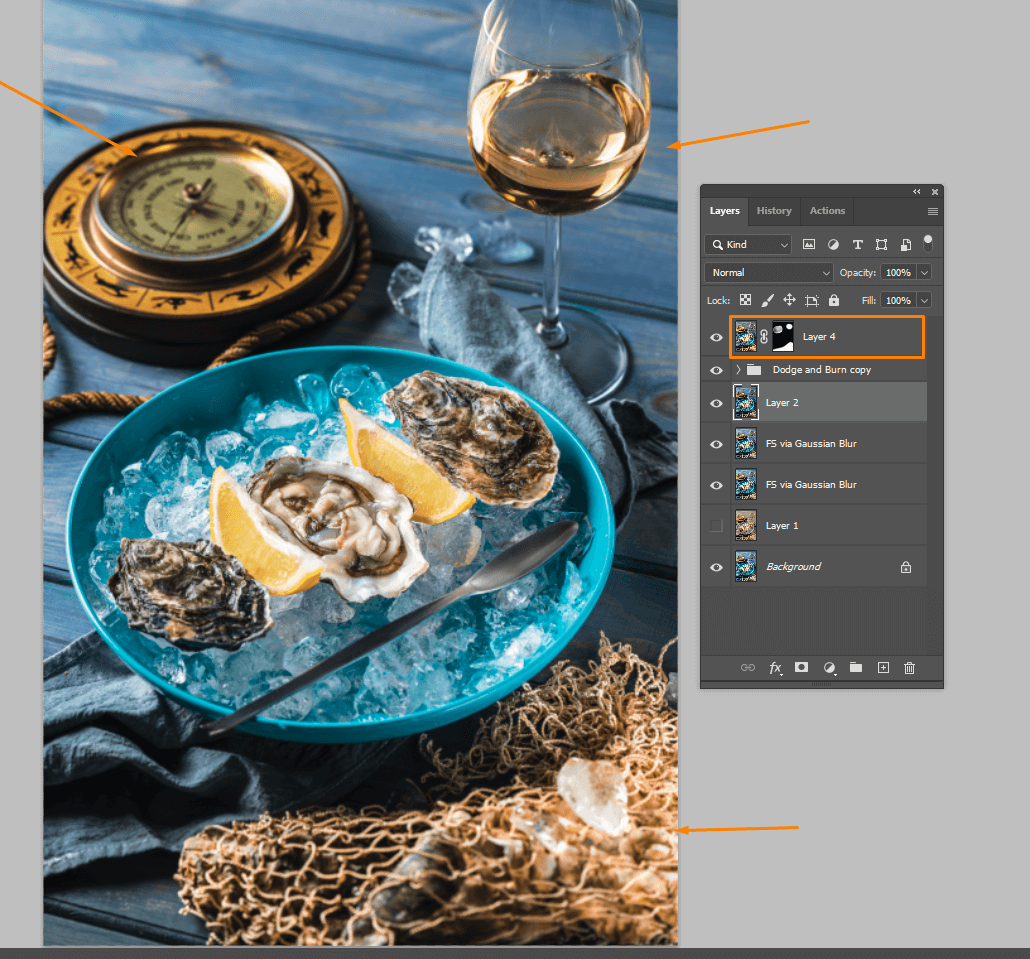 how to edit food photos layer mask