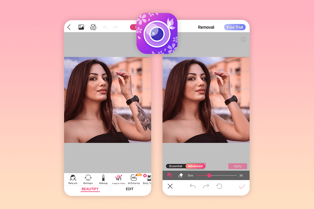 youcam perfect tattoo removal app