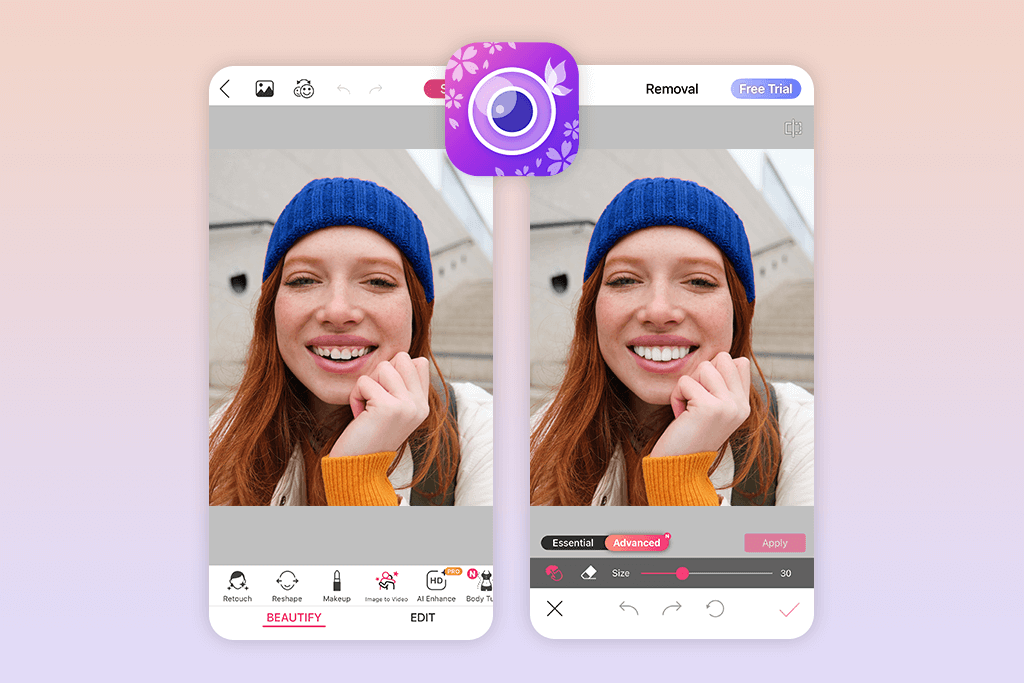 youcam perfect teeth straightening app interface