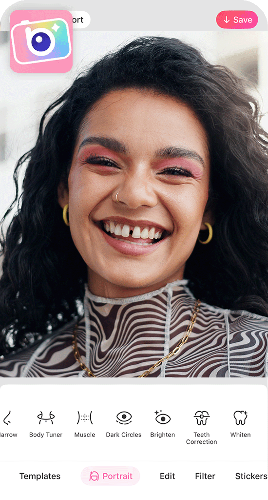 beautyplus app to fix gap in teeth