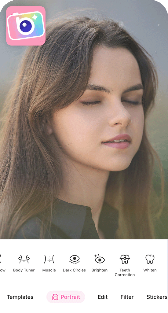 beautyplus app to open eyes in photo