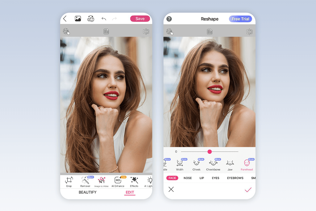 forehead shrinker youcam makeup