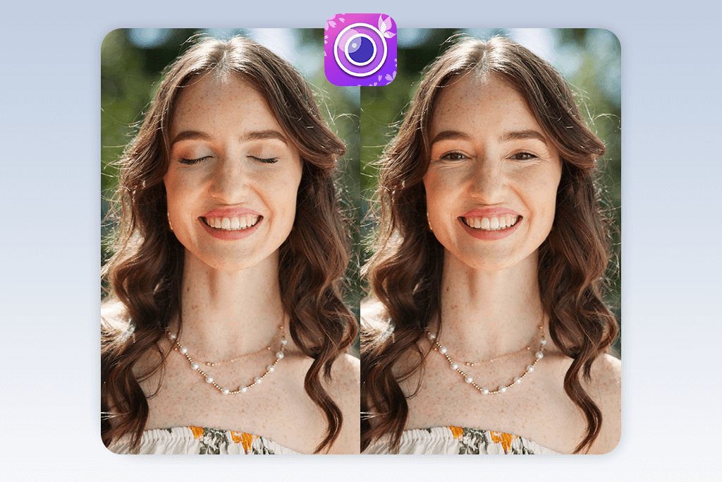 youcam perfect app to open eyes in photo